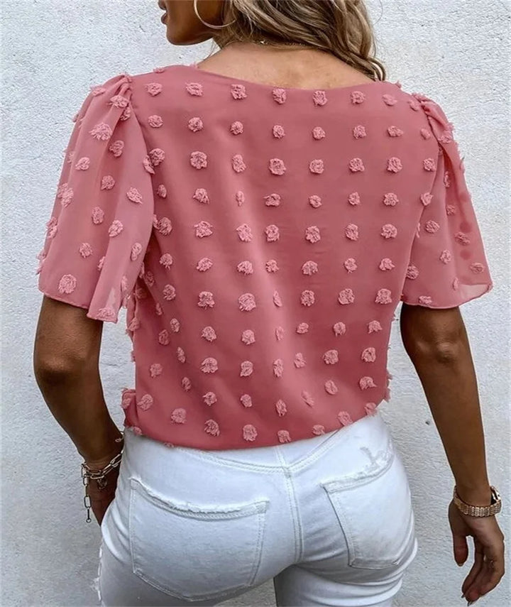Rita™ | Feminine Blouse with 3D Floral Details
